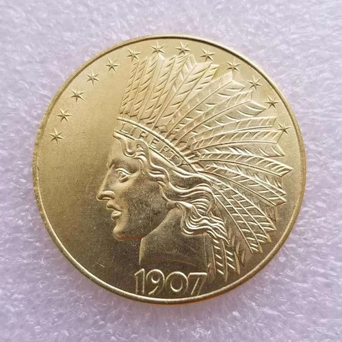 (1907 1PC) Antique Liberty Indian Head 10 Dollar Coiin Uncirculated Morgan Gold