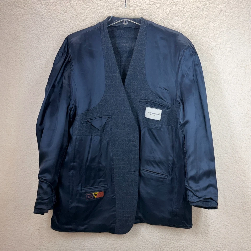 Blazer Pronto Uomo Lana 2 Botones Ventana Cuadros Hombres Talla 46 Corto Deportivo Sin Ventilación Foto 3 de 4