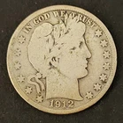 1912-D Barber Half Dollar US 90% Silver Coin Fifty Cents 50c FREE SHIPPING