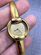 Gucci 1400L Gold Plated Bangle Bracelet Quartz 25mm Swiss Watch