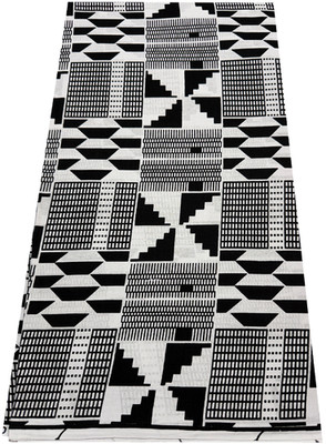 African Wax Print,100% Cotton, Sell by 6 Yards-Black and White