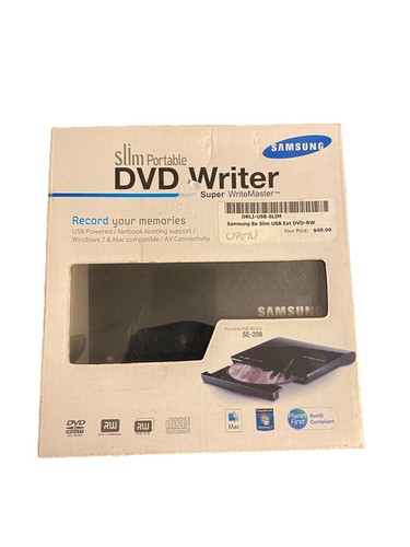 Samsung X8 USB Ultra Slim Portable External DVD Writer SE-208 w/ USB Cable Used.