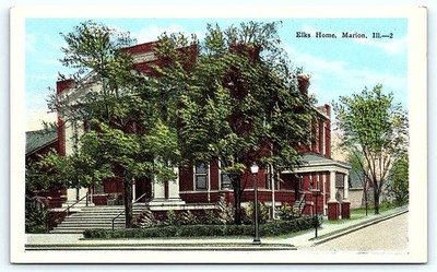 Postcard Elks Home Marion Ill