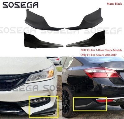 Matte Black For Accord Sedan 2016-2017丨4Pcs Front & Rear Bumper Side Spoiler Kit
