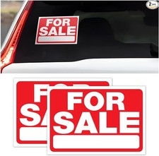 2PCS Self-Adhesive Car Window Sale Sign Decals, 10x7 Inch Waterproof Writing Spa