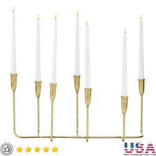 7 Holder Gold Metal Candelabra Taper Candle Holder Home Decor Table Centerpiece
