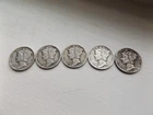 LOT OF 5 MERCURY DIMES,90% SILVER 1918-S,1935-S AND (2)1944- S COINS, ONE 1940-D