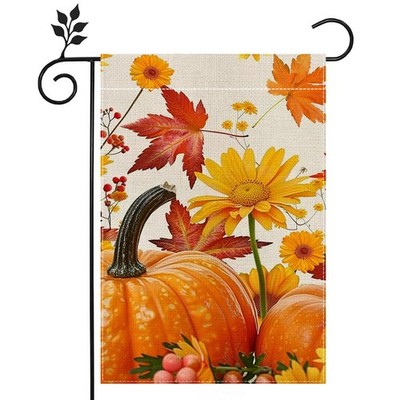 Bandera de jardín de calabaza otoñal para exteriores, 12x18 pulgadas, doble cara