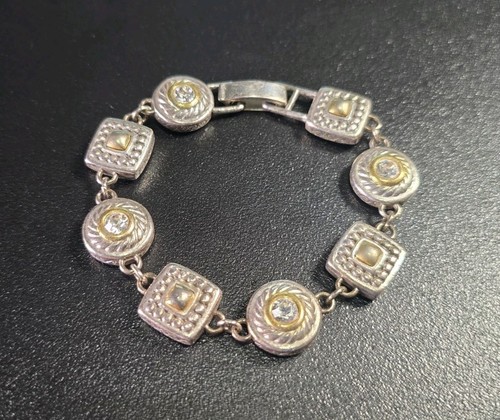 Brighton Heiress Pure Silver Plate & Yellow Gold Plate Crystal Bracelet