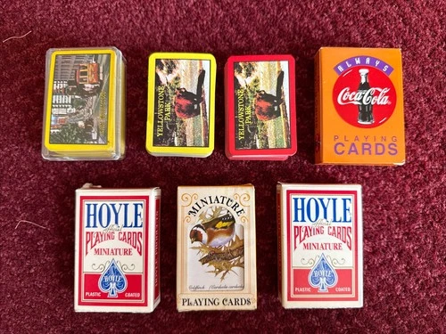7 Vintage Hoyle Miniature Playing Cards Goldfinch San Fran Yellowstone Coca Cola