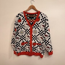 Hello Kitty Sanrio Knit Rib Cardigan Sweater Button Down Size Medium
