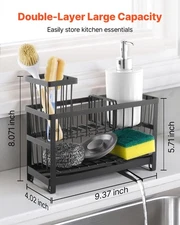 VEVOR Kitchen Sink Caddy Organizer, 2 Tier Sponge Holder for Kitchen Sink with H