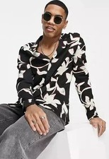 ASOS Design NWOT Floral Black and White Unisex Dress shirt XL