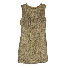 Ann Taylor Sheath Dress Womens Size 4 Metallic Gold Damask Tapestry Sleeveless