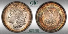 CACG MS-61 1883-O Morgan Silver Dollar,  Beautiful, Pastel-Rainbow Toner.