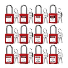 BOZZYS Lockout Tagout Locks 12-Pack OSHA Loto Locks Keyed Different 2 Keys/Lock
