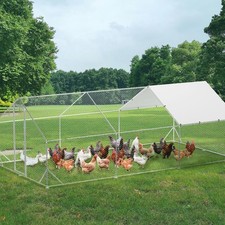 10 x 20 FT Metal Chicken Coop Walk-in Poultry Cage Hen Duck Run House w/ Cover