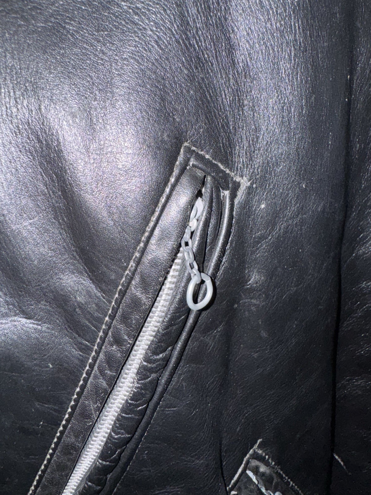 RARE Vintage 1960s Black Leather Motorcycle Biker Jacket XL46 Snoopy Flying Ace image 9