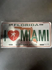 Florida Sunshine State I Heart Miami Car License Plate