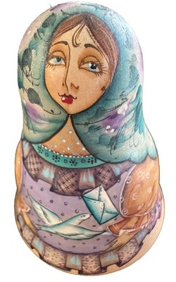 VTG RUSSIAN Hand Painted Roly Poly Folk Art Chime Doll Matryoshka Beautiful Wood