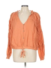 NWT Love, Whit by Whitney Port Women Orange 3/4 Sleeve Blouse L