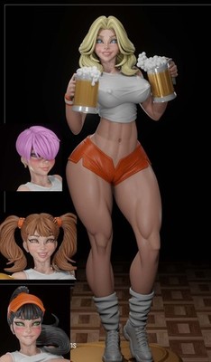 Hooters Waitress - UNBEMALT - Girl Mini DND Figur TTRPG Gaming Model