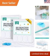 Quilted Mini Crib Mattress Protector in 2-Pack   Machine Washable  Absorbent