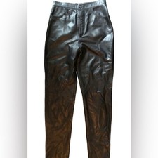 Le Cuir Niko Leather Butter Soft High Waisted Trouser Pant 14 Black Run Small