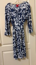 Oscar dela Renta Ladies  Blue White  Floral Dress Size 12