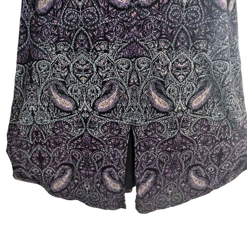 Lucky Brand Women Tunic Top Sz 2X Paisley Black Purple Teal Brown Cotton Modal - Picture 4 of 10