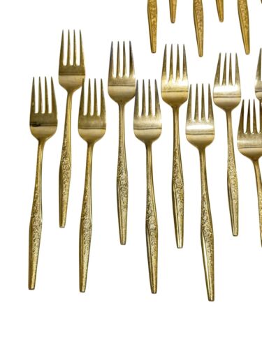 Bouquet Dorato Posate Oro Placcato, + Acciaio Inox Giappone 36 Pezzi - Foto 4 di 8