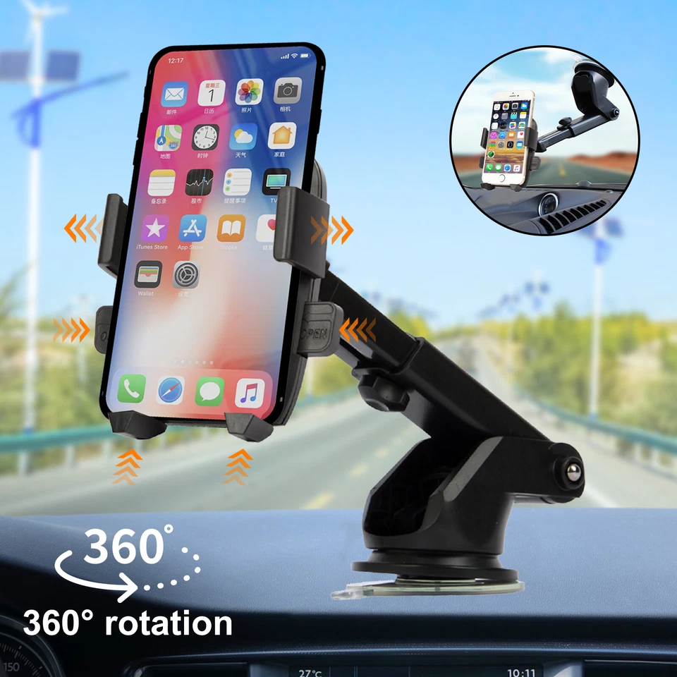 360 Universal Car Windshield Mount Holder for iPhone Samsung Cell Phone GPS - Image 4 of 4