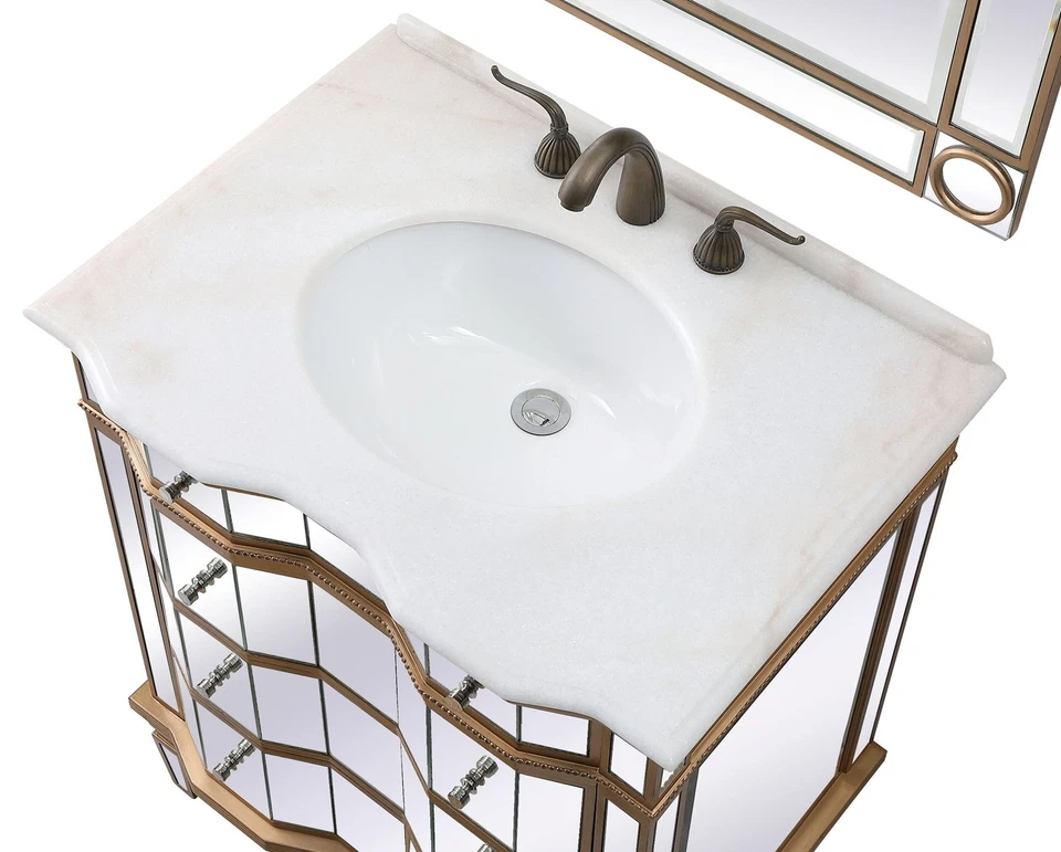 Tocador de lavabo de baño Asselin espejado de 30 pulgadas - Modelo # K2288-30 Foto 4 de 4