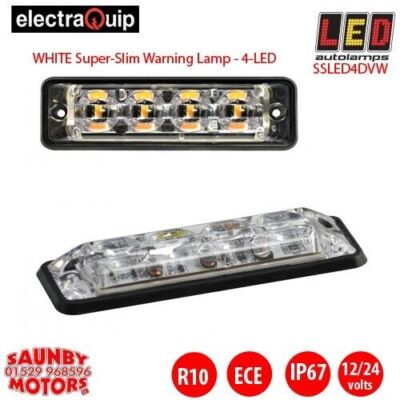 LED Autolampen/Electraquip SSLED4DVW Slim 4 LED WEISS blinkende Warnleuchten