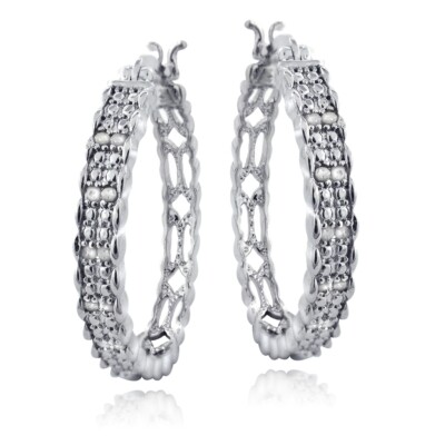 Runde Creolen 1/4 kt Diamant 28 mm aus Messing