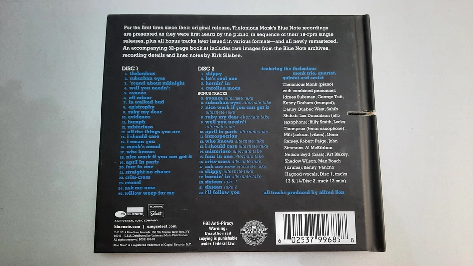 'Round Midnight: The Complete Blue Note Singles 1947-1952 [2CD] Thelonious Monk Foto 3 de 4
