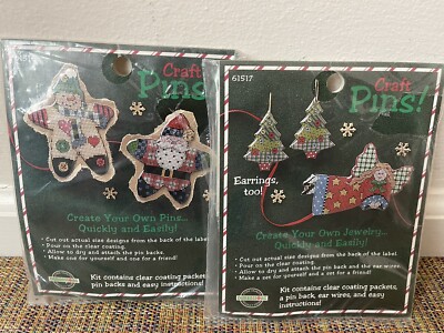 Dimensions Resin Pins Earrings Christmas Santa Christmas Trees Angel Gingerbread
