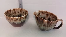 Brown Drip USA Pottery Open Creamer And Sugar Bowl Set FREE SHIPPING