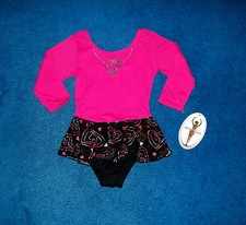 GIRLS PINK BLUE BLACK MORET DANCE SKATE LEOTARD OUTFIT SIZE 4 - 5 XSMALL NWT