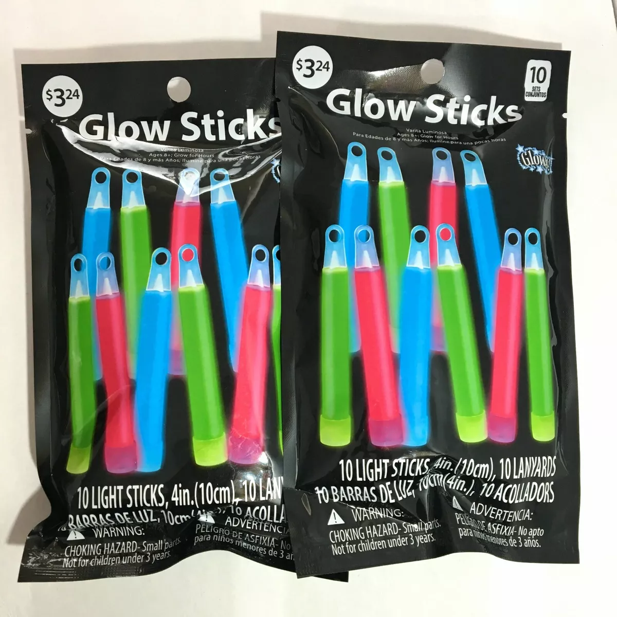 20 Glow Sticks RED GREEN BLUE 4 inch With Lanyards