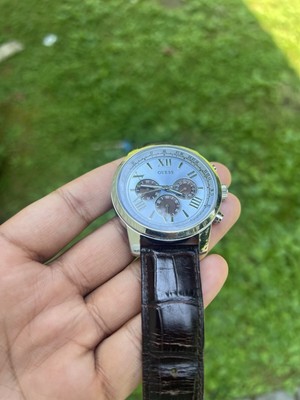 Guess Blue and Silver-Tone Multifunction Watch leather strap  display picture 3