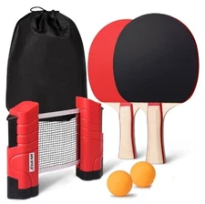 XGEAR Ping Pong Set Retractable Net, 2 Paddles, Balls, Storage Bag NEW X Gear