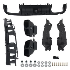 B STYLE LED BUMPER DIFFUSER + Carbon EXHAUST TIPS FOR 2015-21 BENZ W205 C63 C43