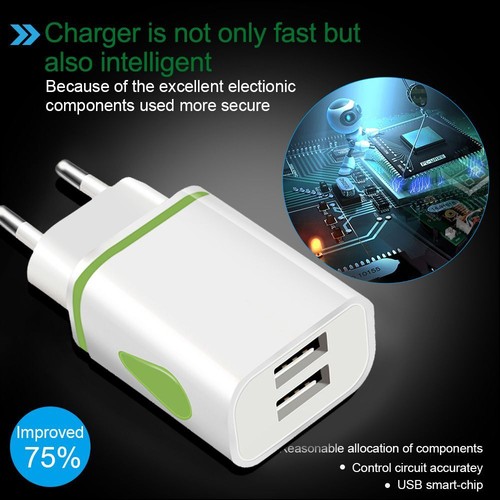 5V 2.1A Dual USB Quick Charge Universal EU Plug Adapter Fast Charger Chargers - Zdjęcie 4 z 11