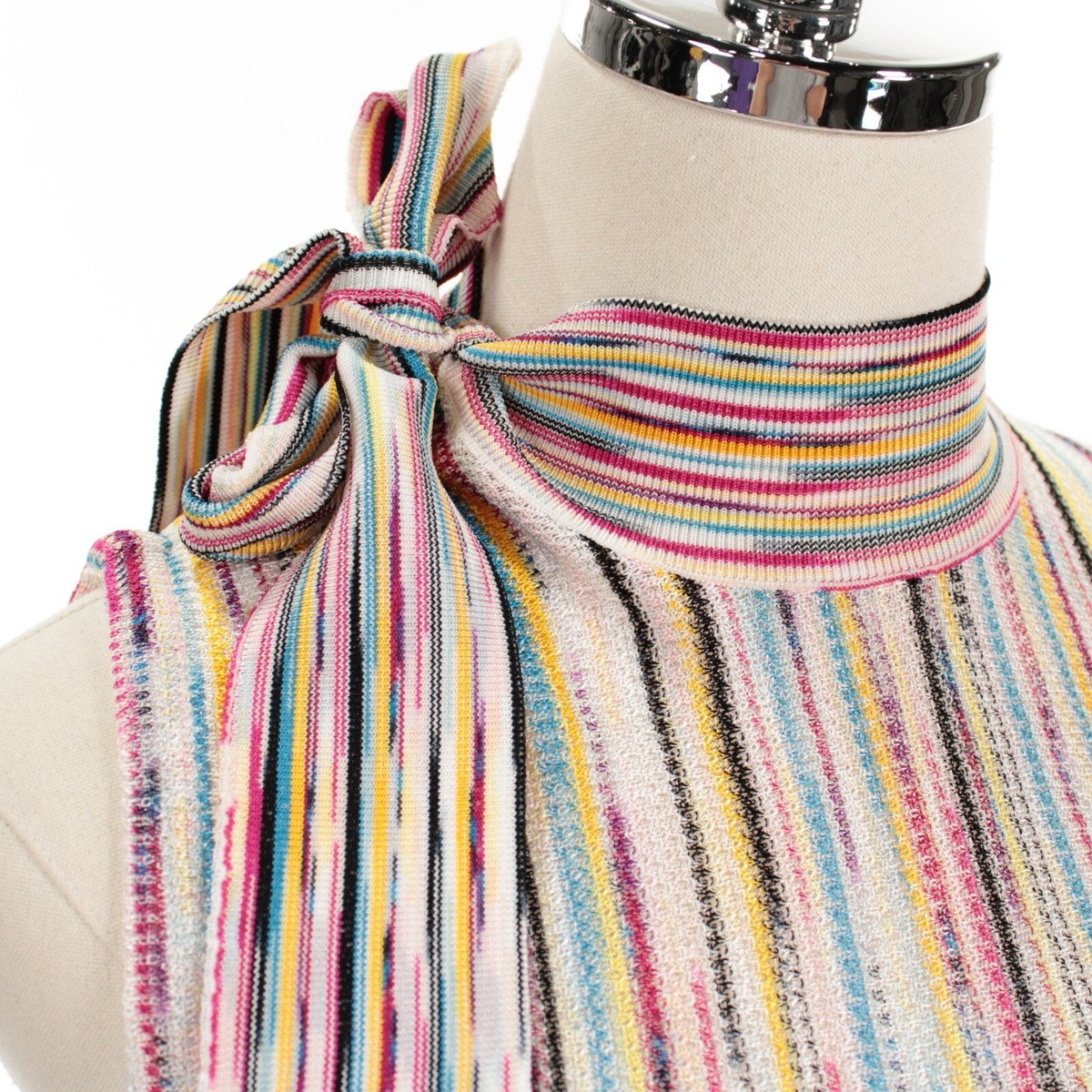 MISSONI タンクトップ MISSONI Sequin-embellished striped metallic crochet-knit tank