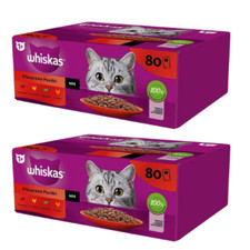 160 x 85 g WHISKAS cibo umido per gatti adulti in salsa manzo, pollo, agnello...