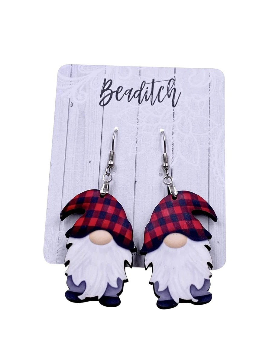 Buffalo Plaid Gnome Earrings Red Gnome Earrings eBay