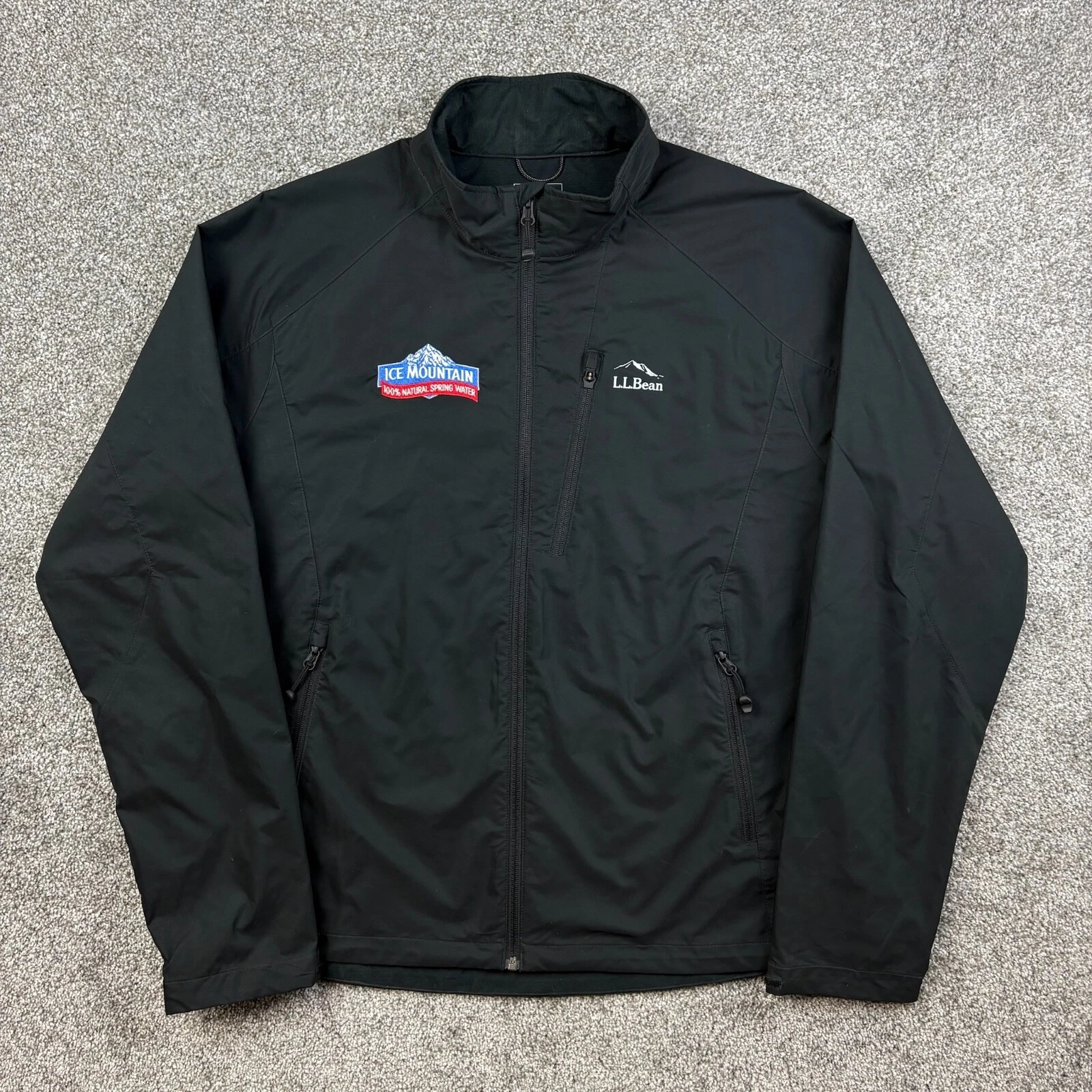 LL Bean Windproof Softshell Jacket Mens XL Black Windbreaker Lightweight 281307