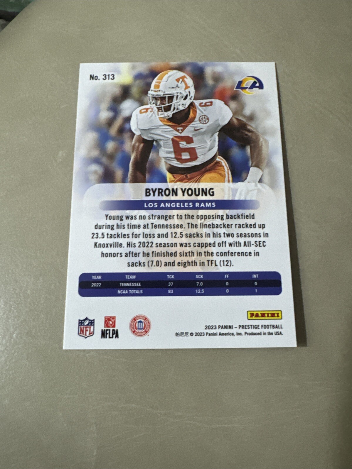 2023 Panini Prestige #313 Byron Young RC - Los Angeles Rams