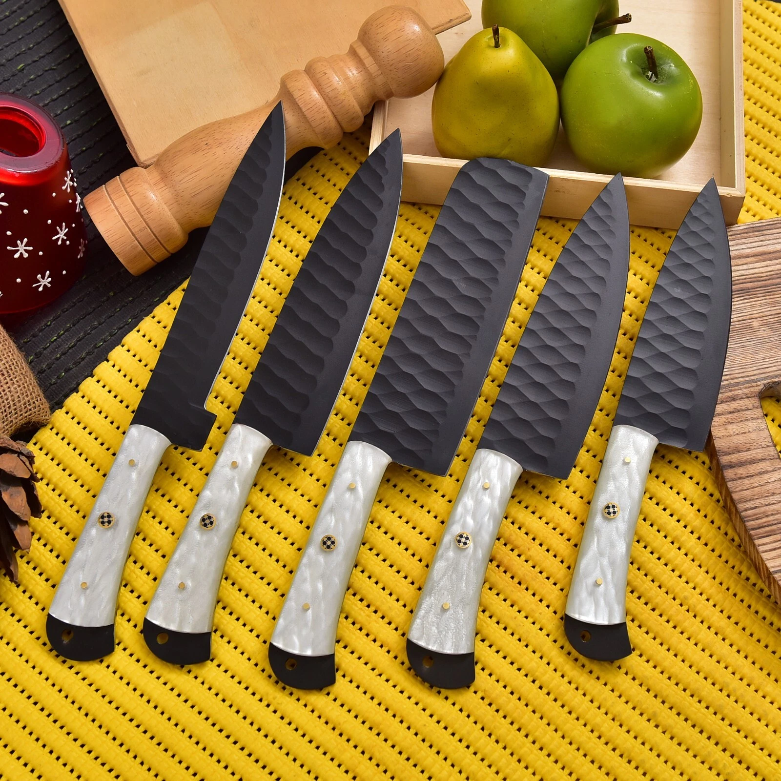 CUSTOM HANDMADE STAINLESS STEEL POWDER COATING KITCHEN CHEF KNIFE SET ROLL BAG